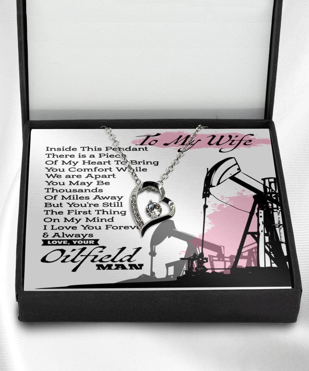 to my wife i love you forever and always love oilfield man hearts necklace 2