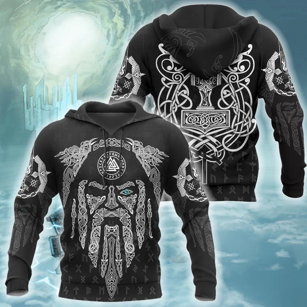 viking raven and odin all over printed shirt 1