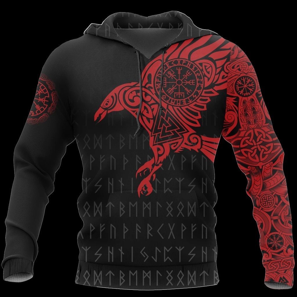 vikings the raven of odin tattoo red all over printed shirt 1