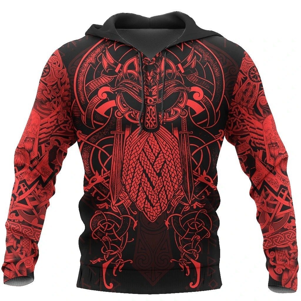vikings the raven red of odin tattoo all over printed shirt 1