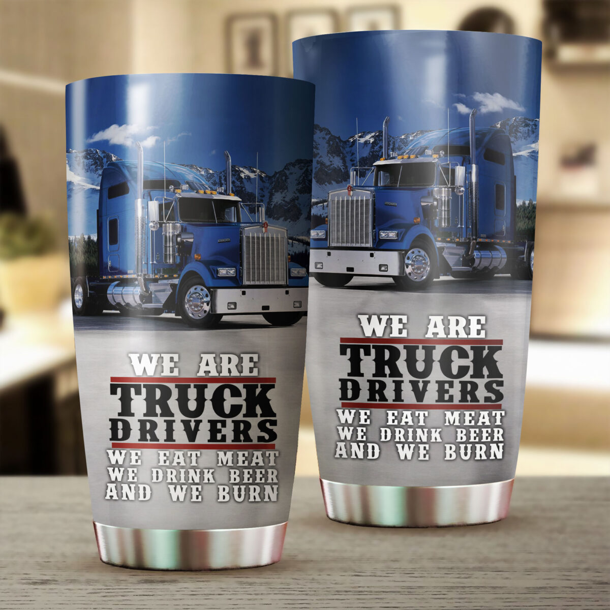 we are truck drivers all over print stainless steel tumbler 2