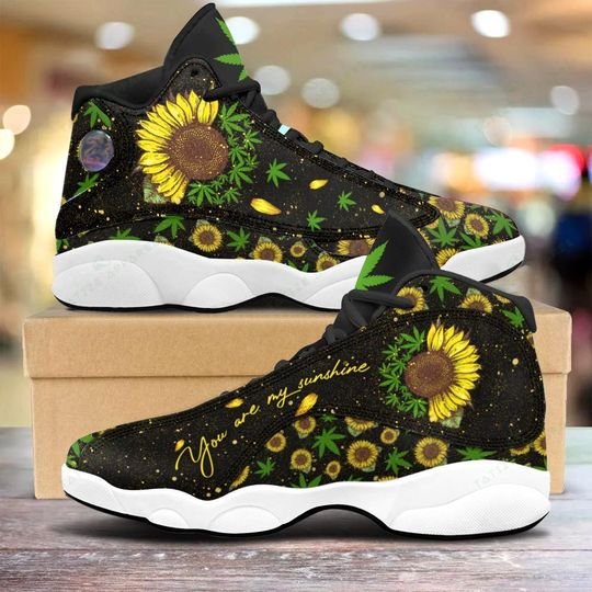 weed sunflower you are my sunshine all over printed air jordan 13 sneakers 1