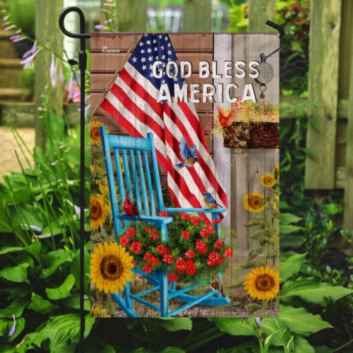 God bless american sunflower garden all over print flag 2