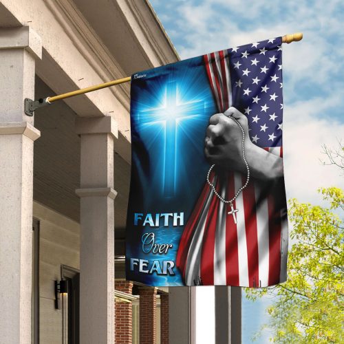 God cross faith over fear american flag all over print flag 2