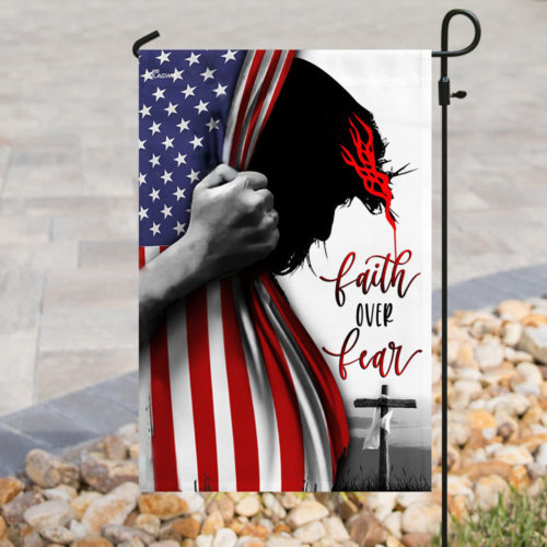 american flag God faith over fear all over print flag 2