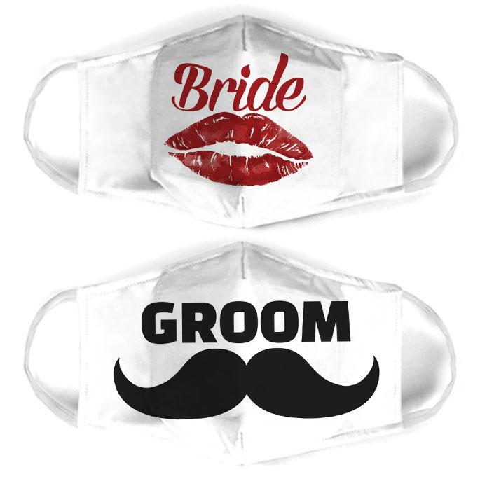 bride and groom for couple love all over print face mask 1