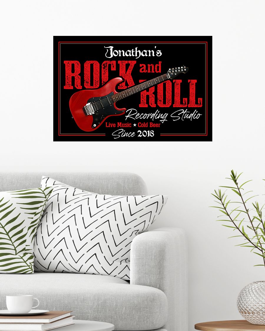custom your name electric guitar rock and roll poster 2