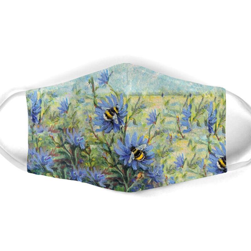 flower garden and bee all over print face mask 1