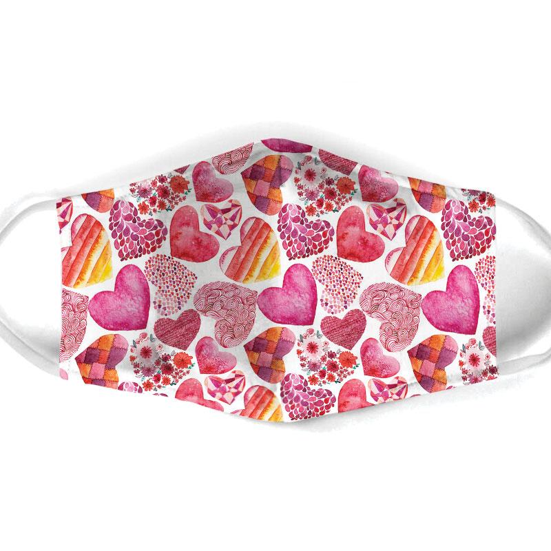 heart pattern all over print face mask 1