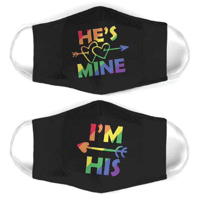 hes mine for couple lgbt all over print face mask 1