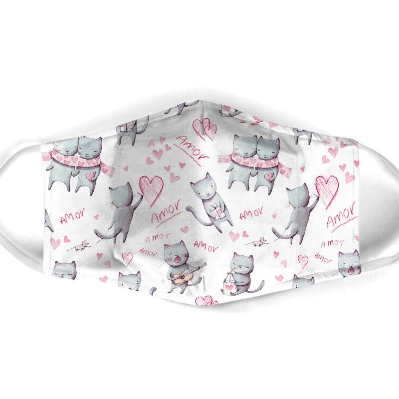 lovely couple cat all over print face mask 1