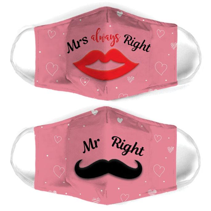 mr right couple all over print face mask 1