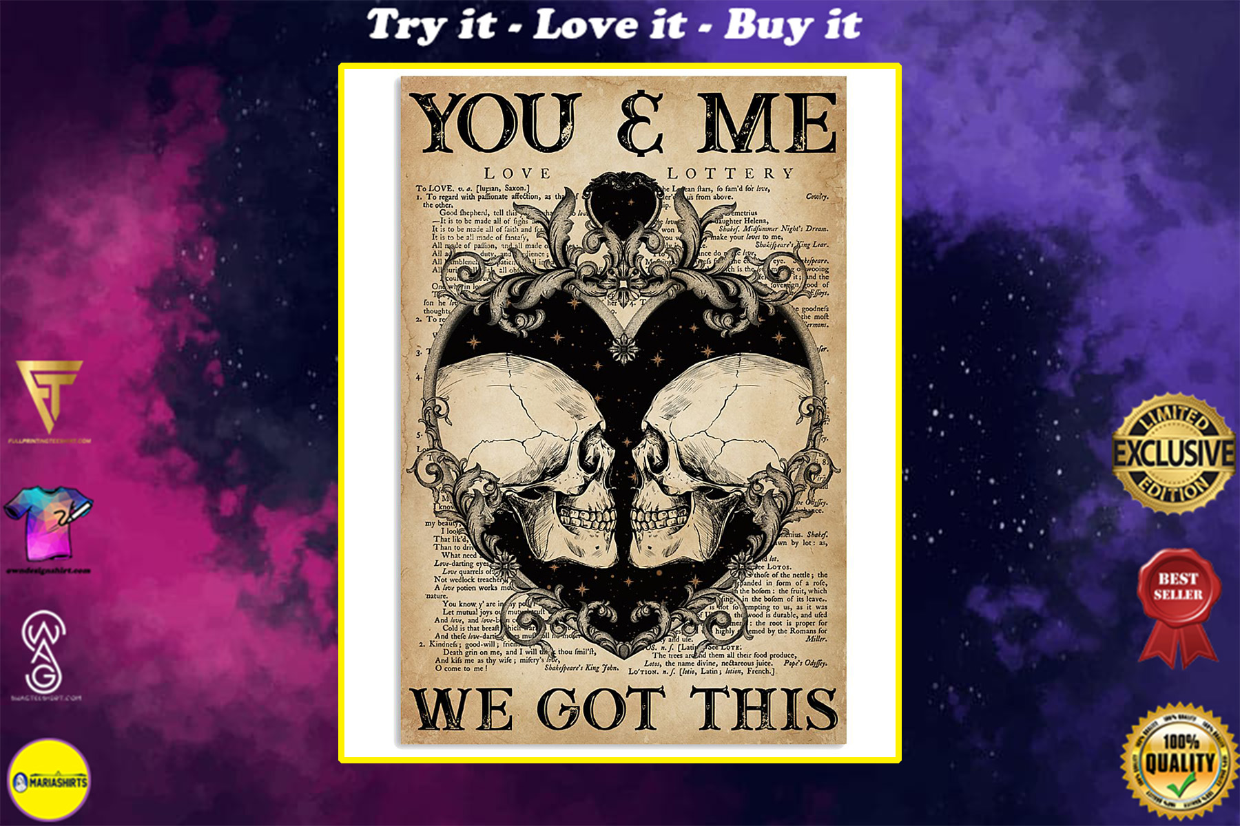 skull you and me we got this vintage poster
