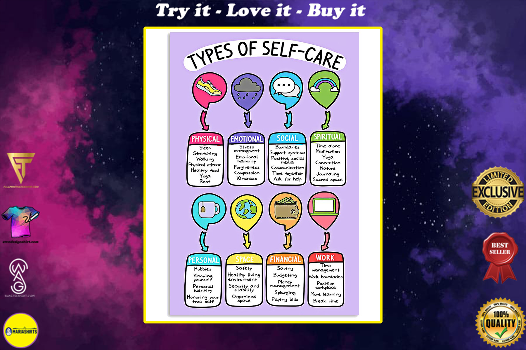social worker types of self care poster