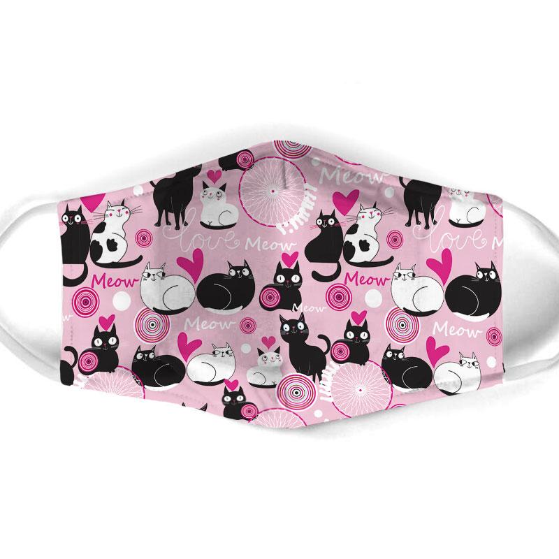 valentine lovely couple cat all over print face mask 1