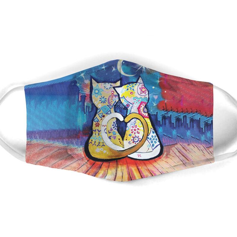 vintage cat watch the night city all over print face mask 1