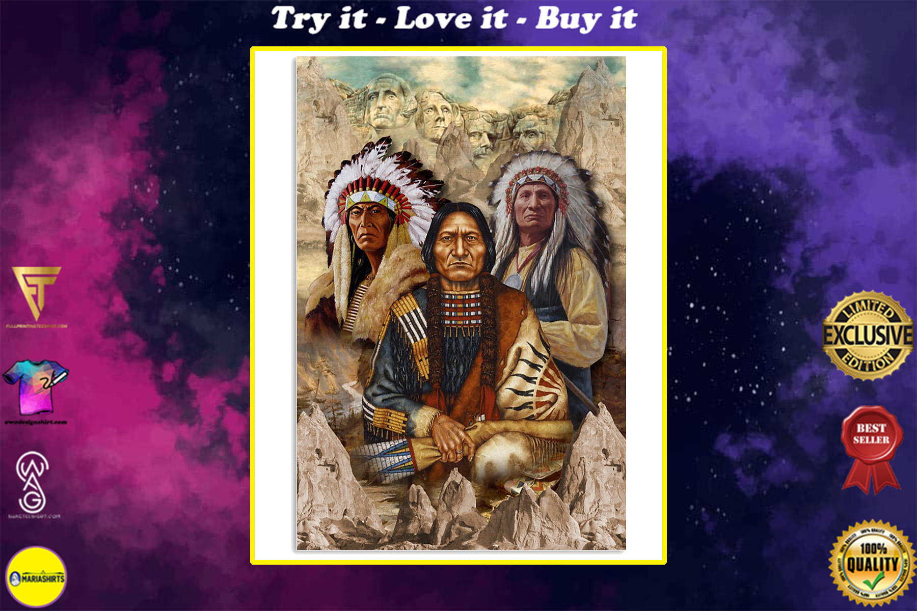 vintage indigenous man native american poster