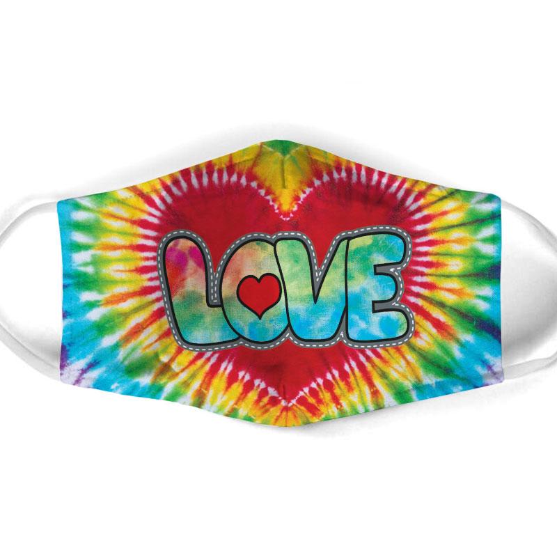 vintage love hippie tie dye all over print face mask 1