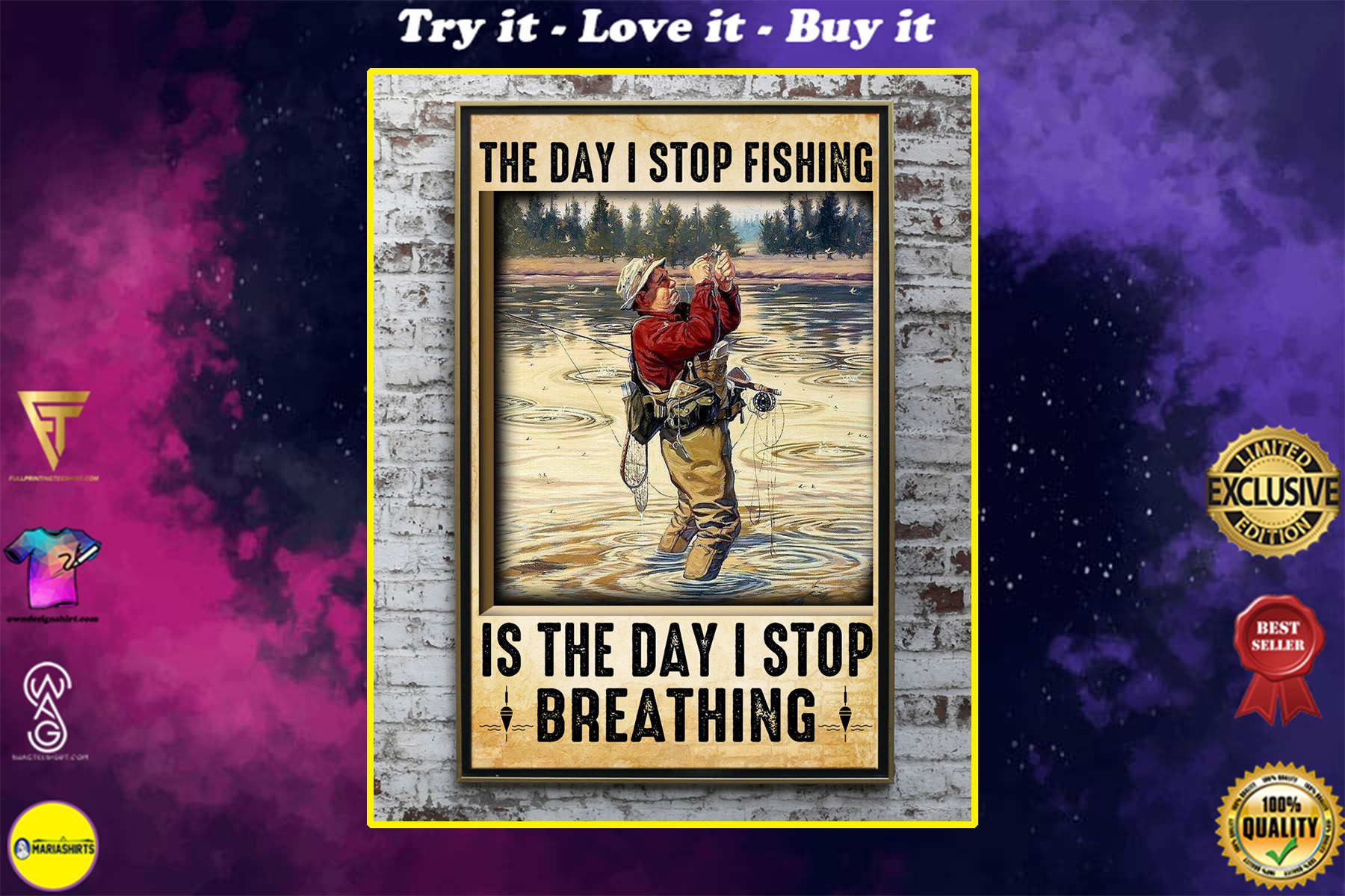 vintage the day i stop fishing is the day i stop breathing old man poster