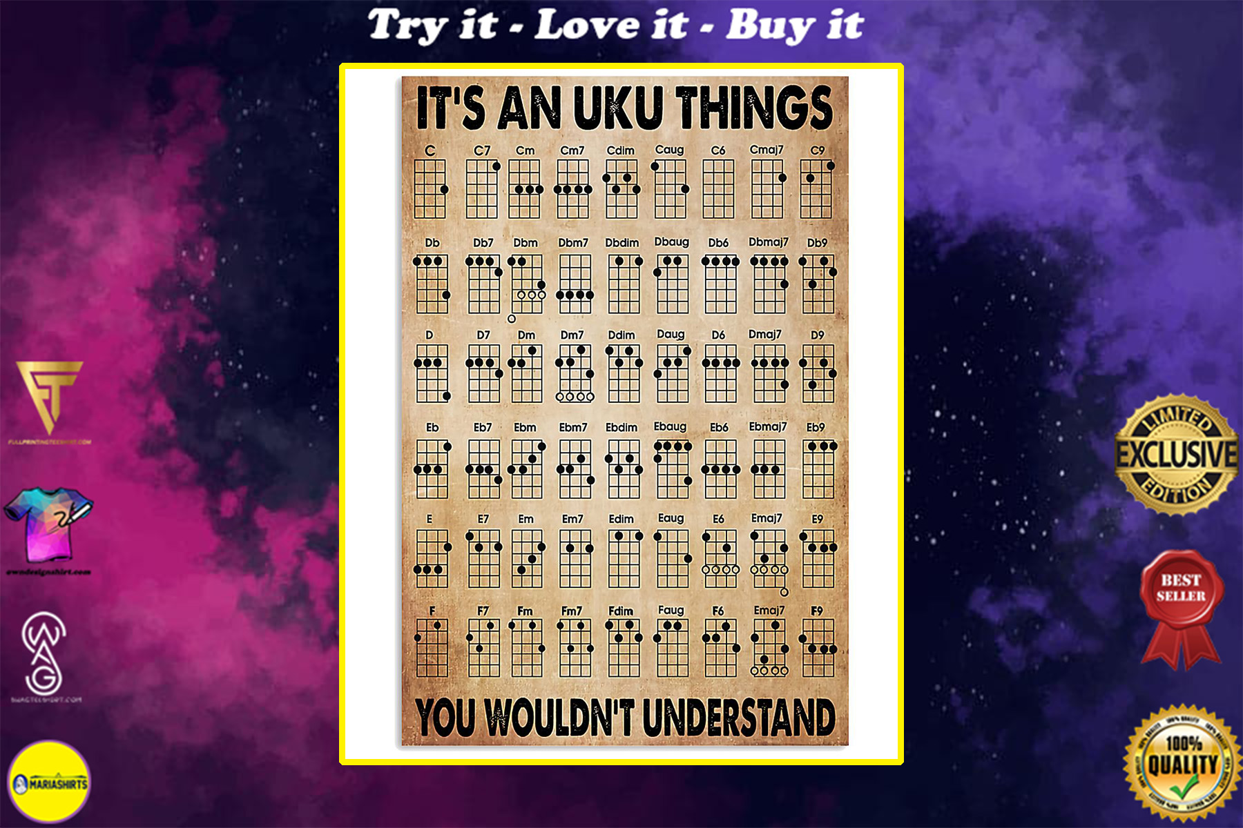 vintage uku things ukulele poster