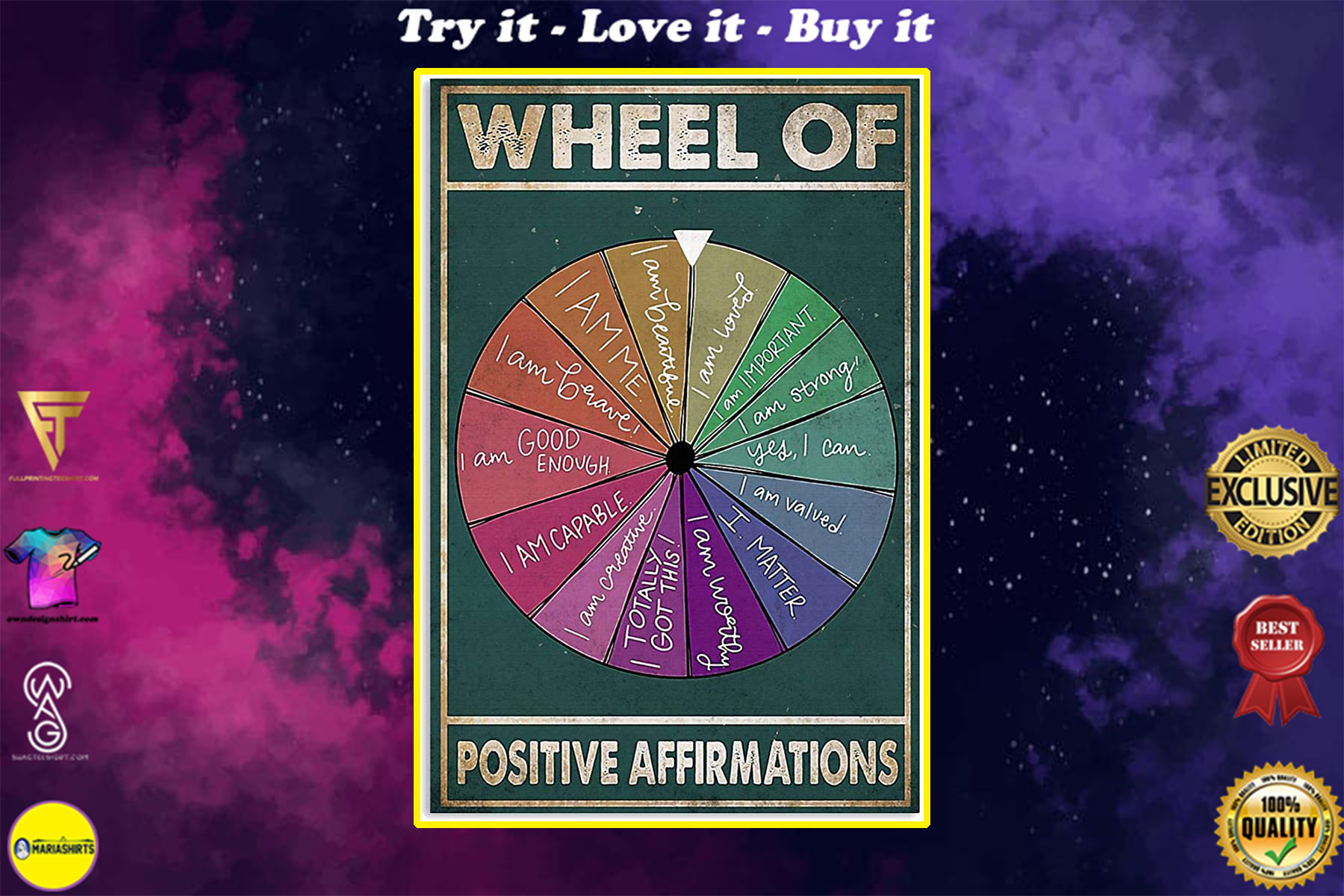 wheel of positive affirmation social worker poster