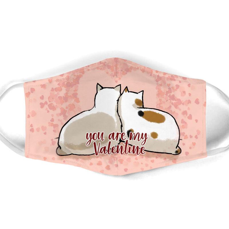 you are my valentine couple cat all over print face mask 1
