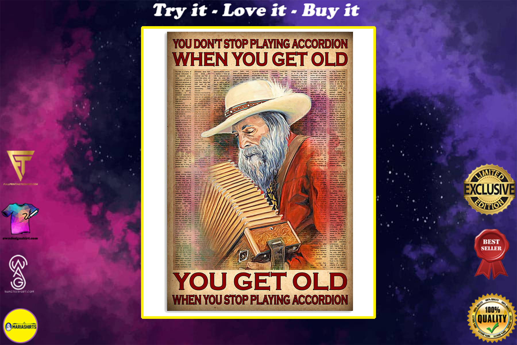 you dont stop playing accordion when you get old you get old when you stop playing accordion poster
