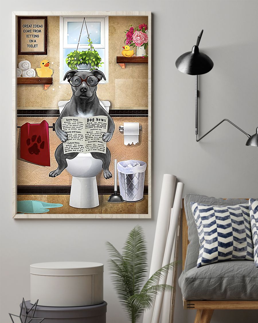 american pit bull great ideas sitting on toilet poster 2