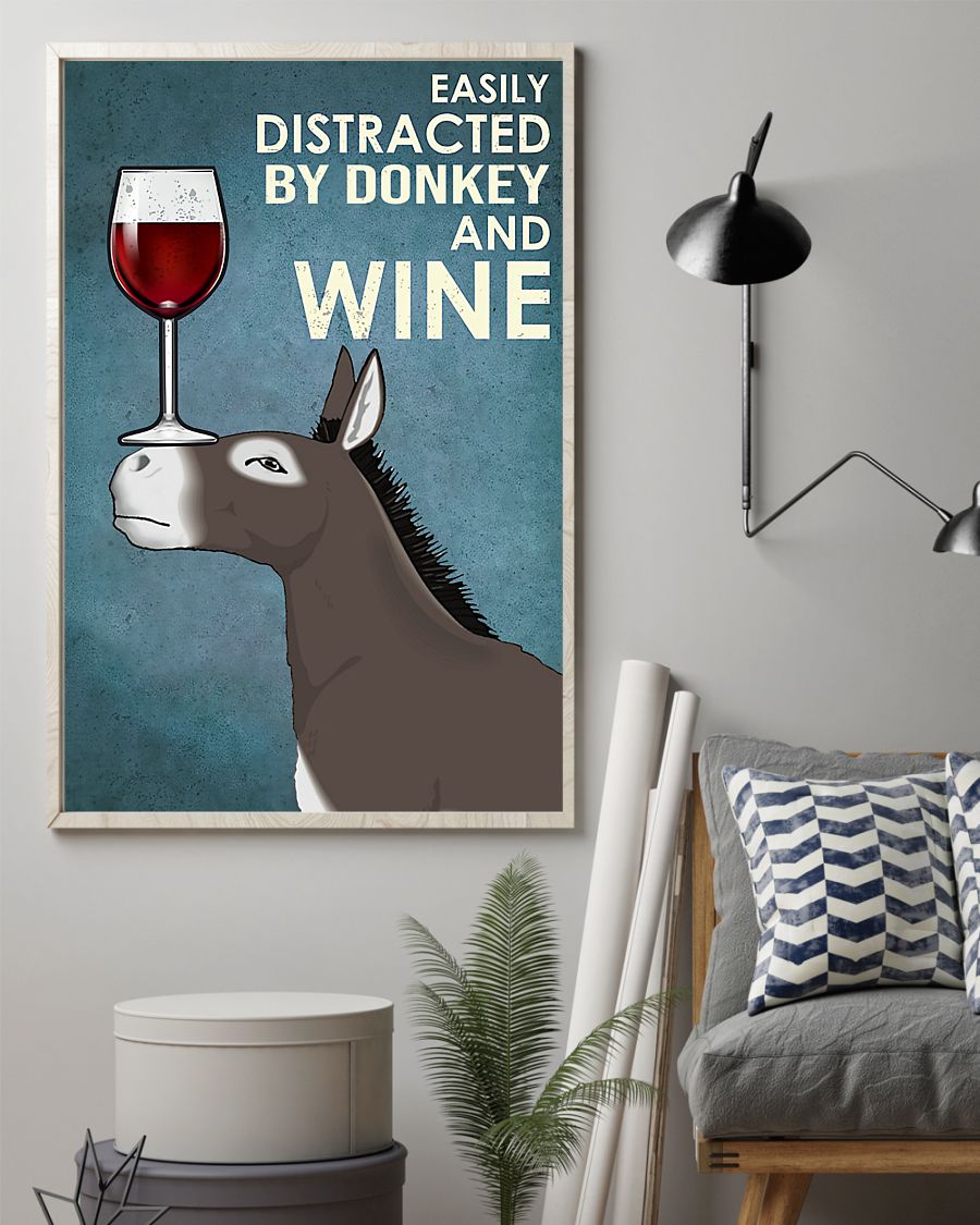 easily distracted by donkey and wine poster 2