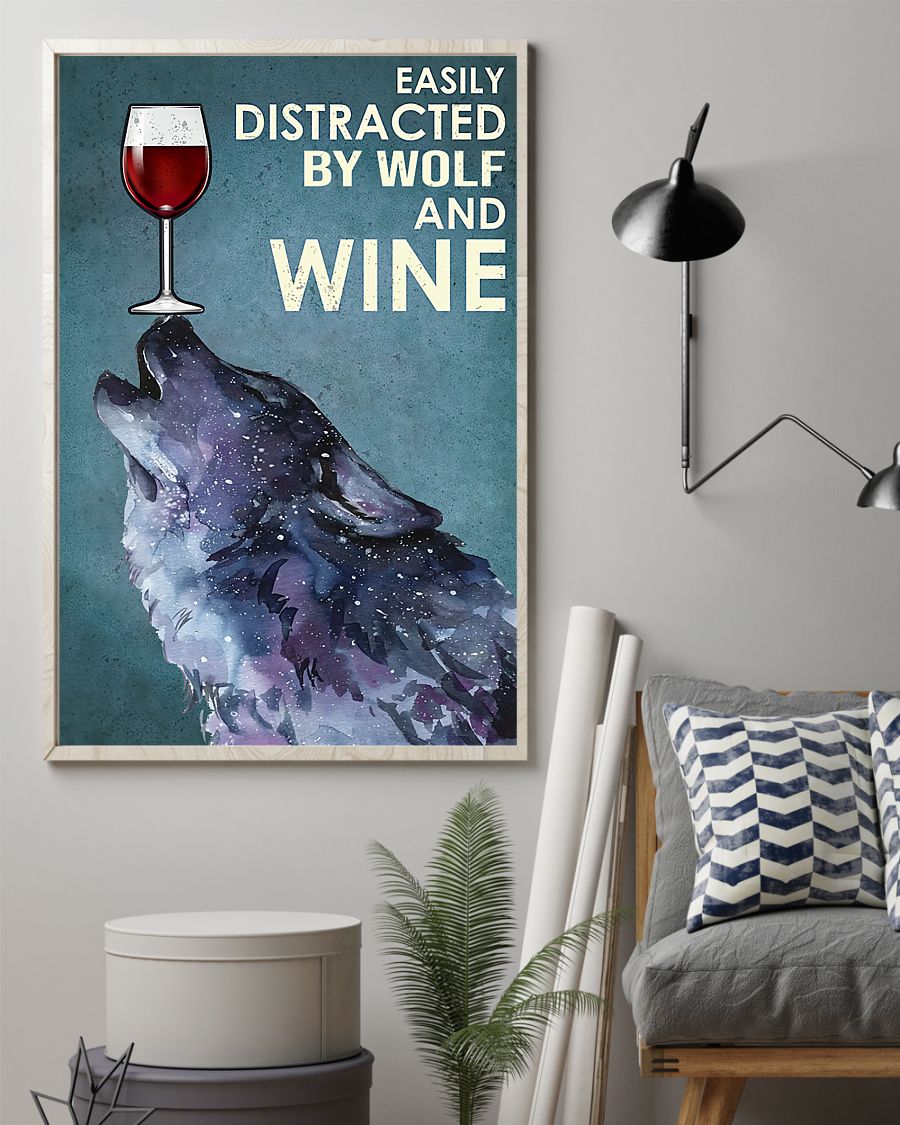 easily distracted by wolf and wine poster 2