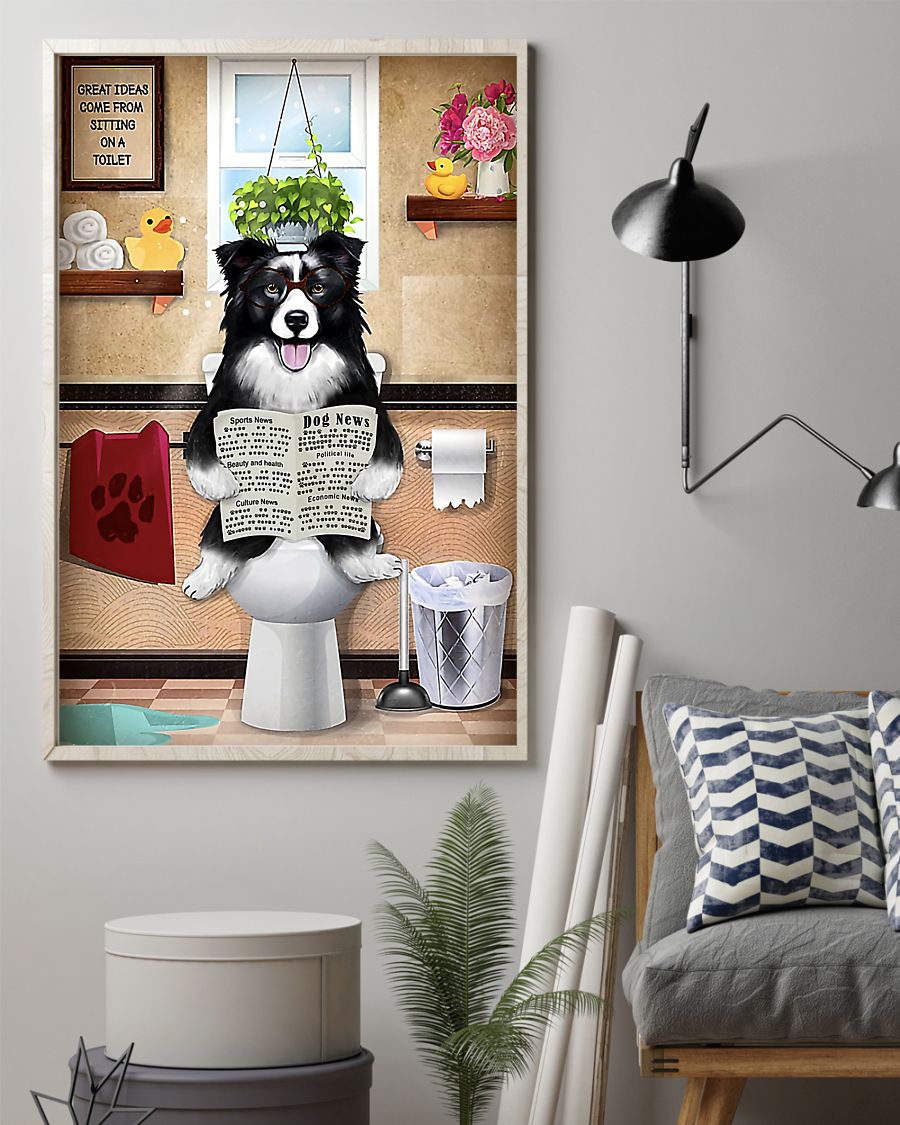 great ideas border collie sitting on toilet poster 2