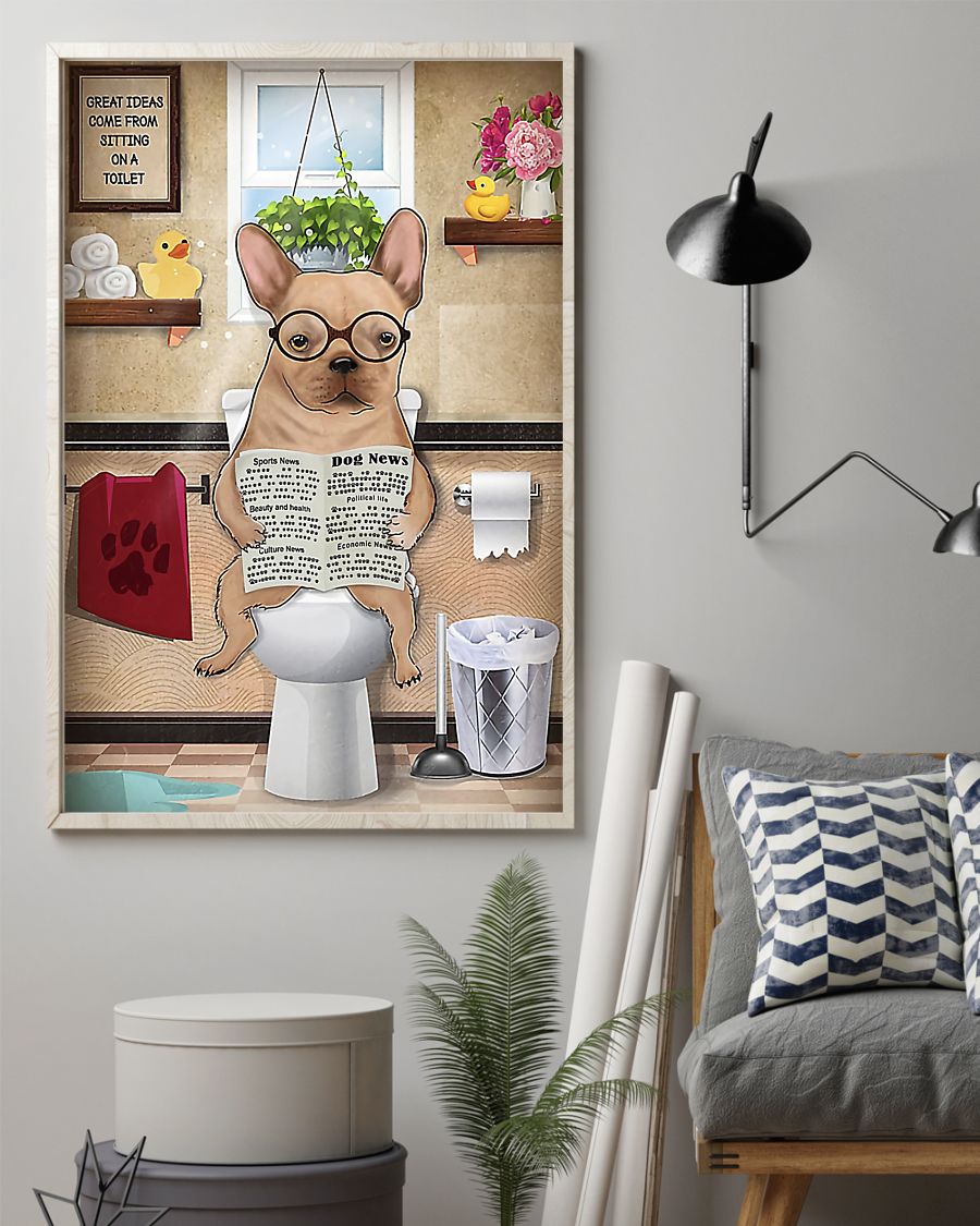 great ideas french bulldog sitting on toilet poster 2