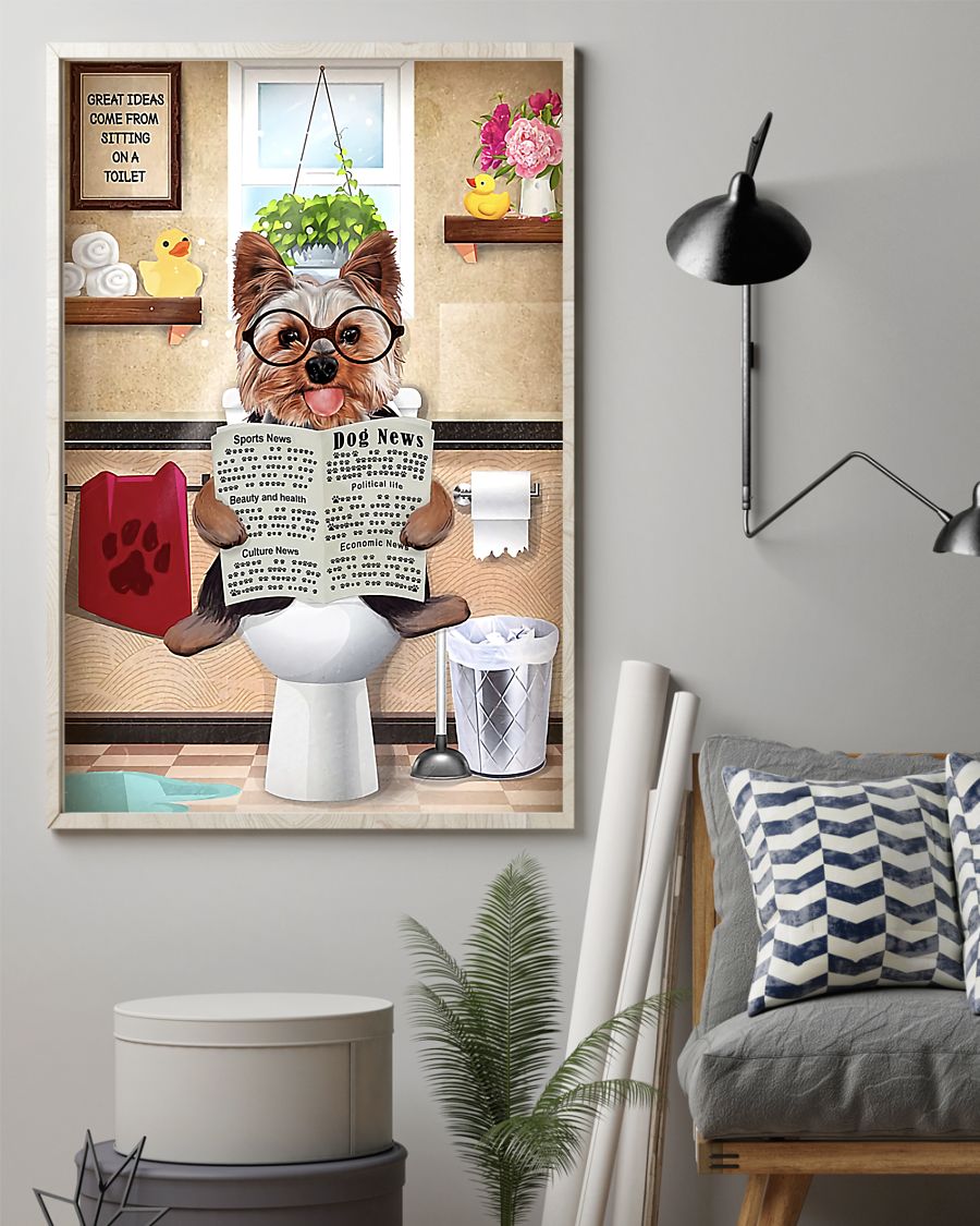 great ideas yorkshire terrier sitting on toilet poster 2
