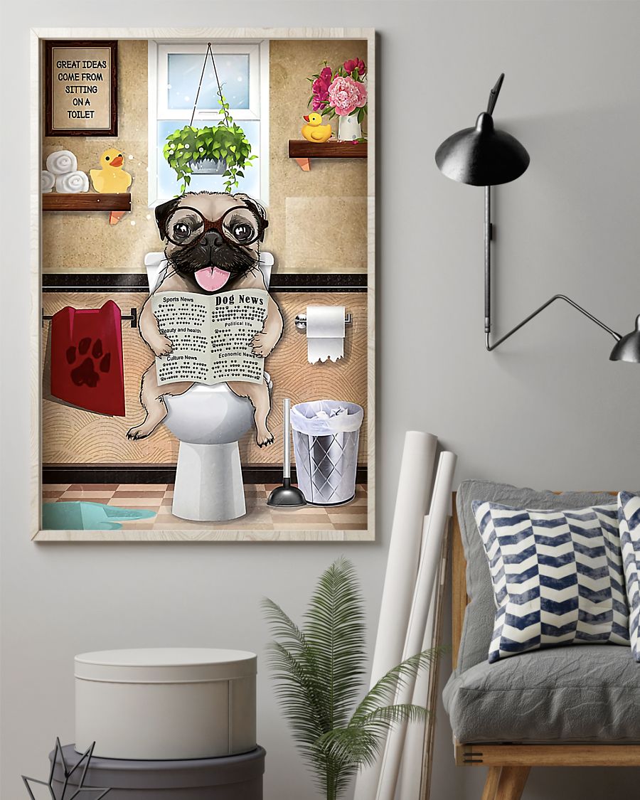 pug sitting on toilet great ideas poster 2