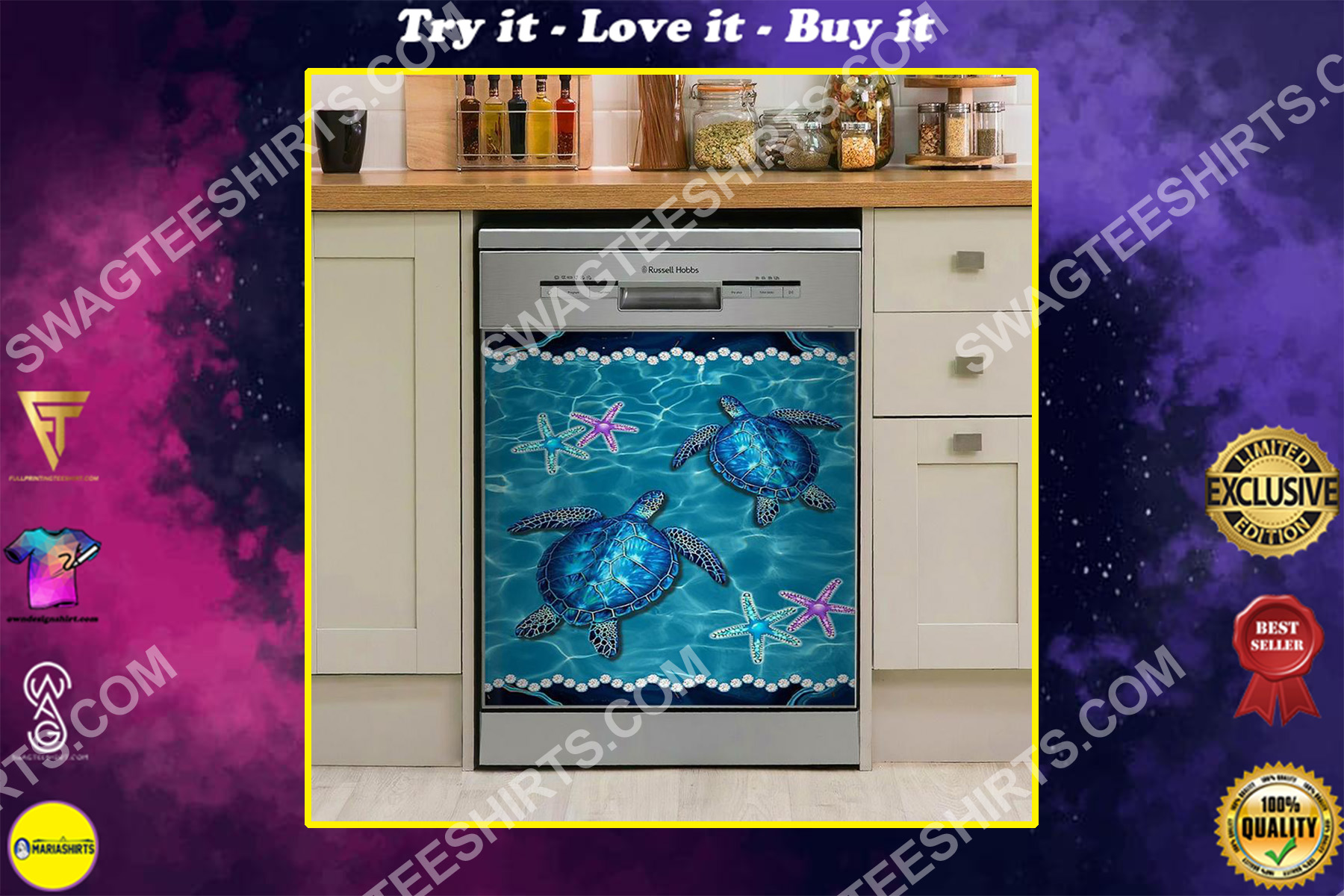 sea turtle kitchen decorative dishwasher magnet cover