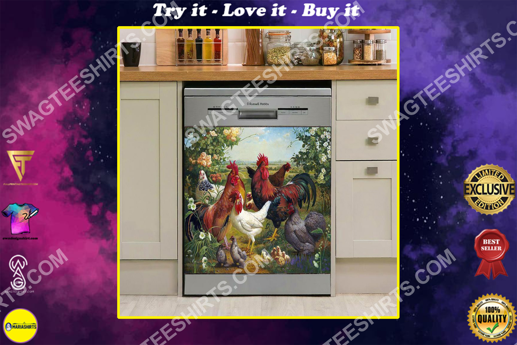 the chicken farm life vintage kitchen decorative dishwasher magnet cover