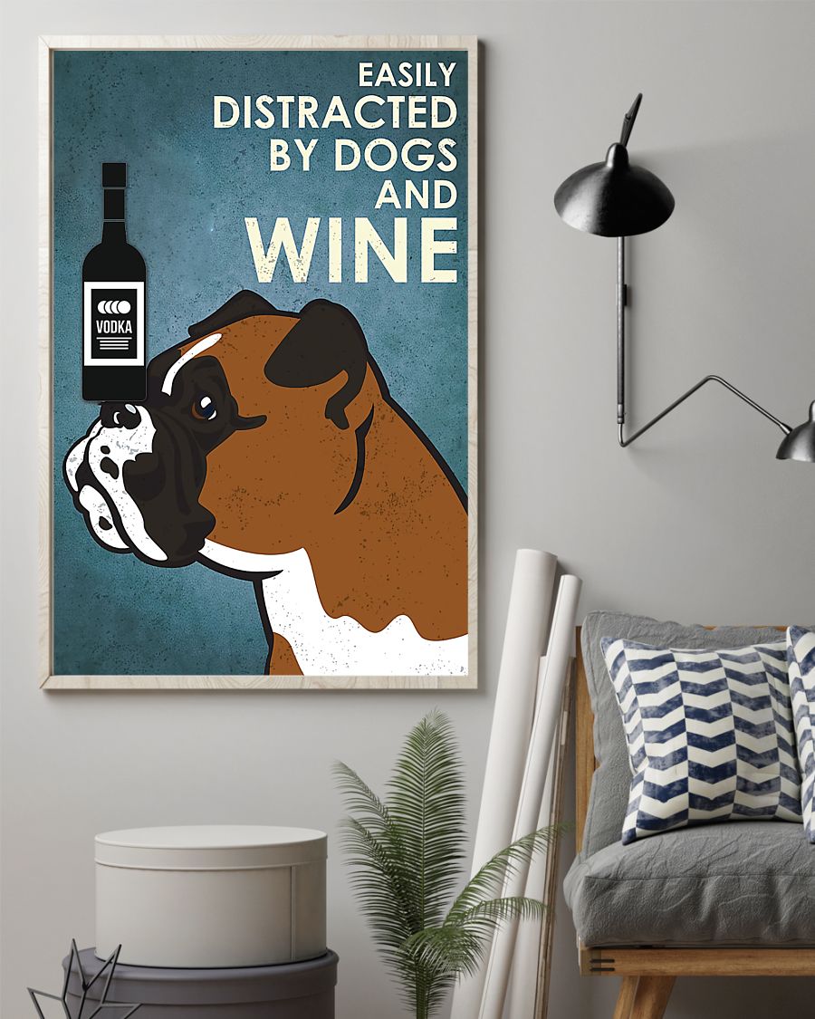 vintage boxer easily distracted by dogs and vodka poster 2