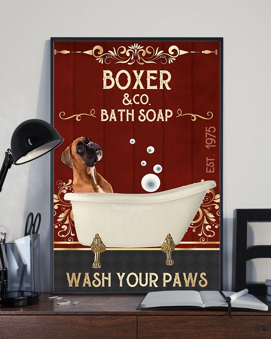 vintage dog boxer company bath soap wash your paws poster 3