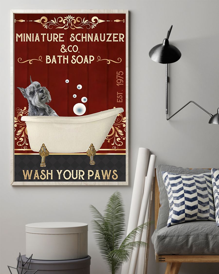 vintage dog schnauzer company bath soap wash your paws poster 2