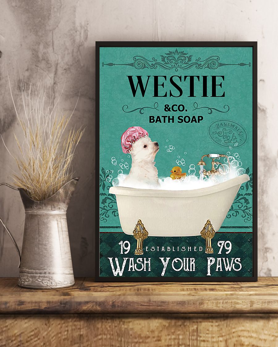 vintage dog westie bath soap wash your paws poster 5