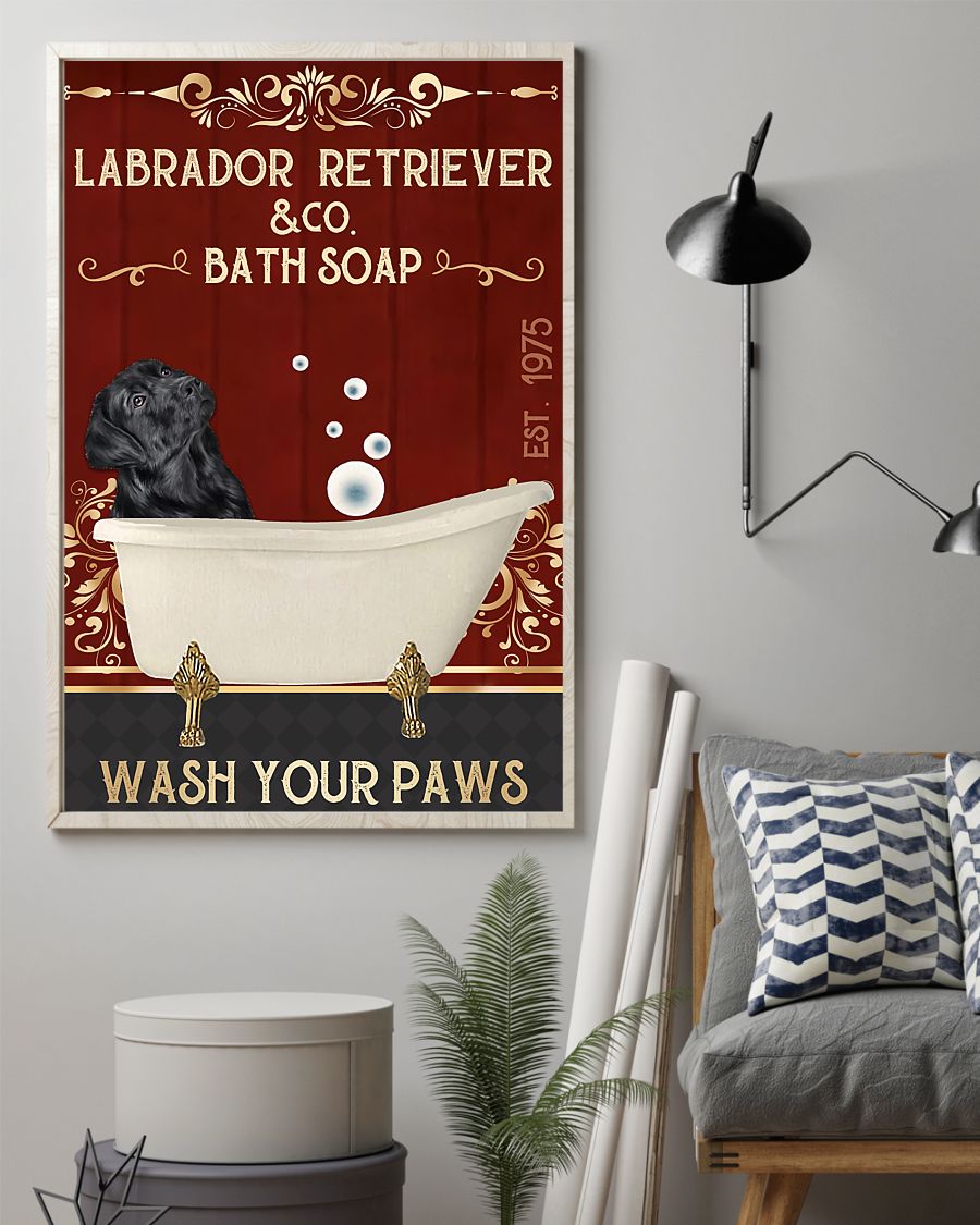vintage labrador retriever company bath soap wash your paws poster 2