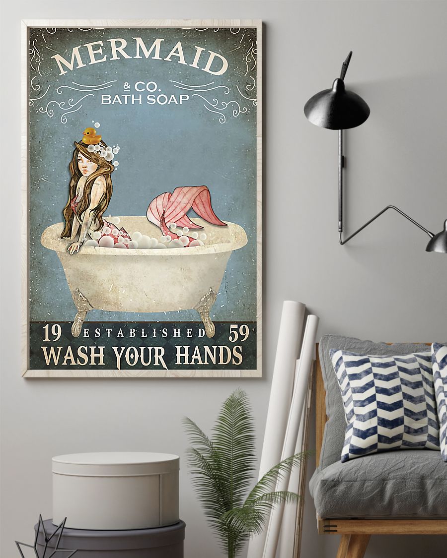 vintage mermaid company bath soap wash your hands poster 2