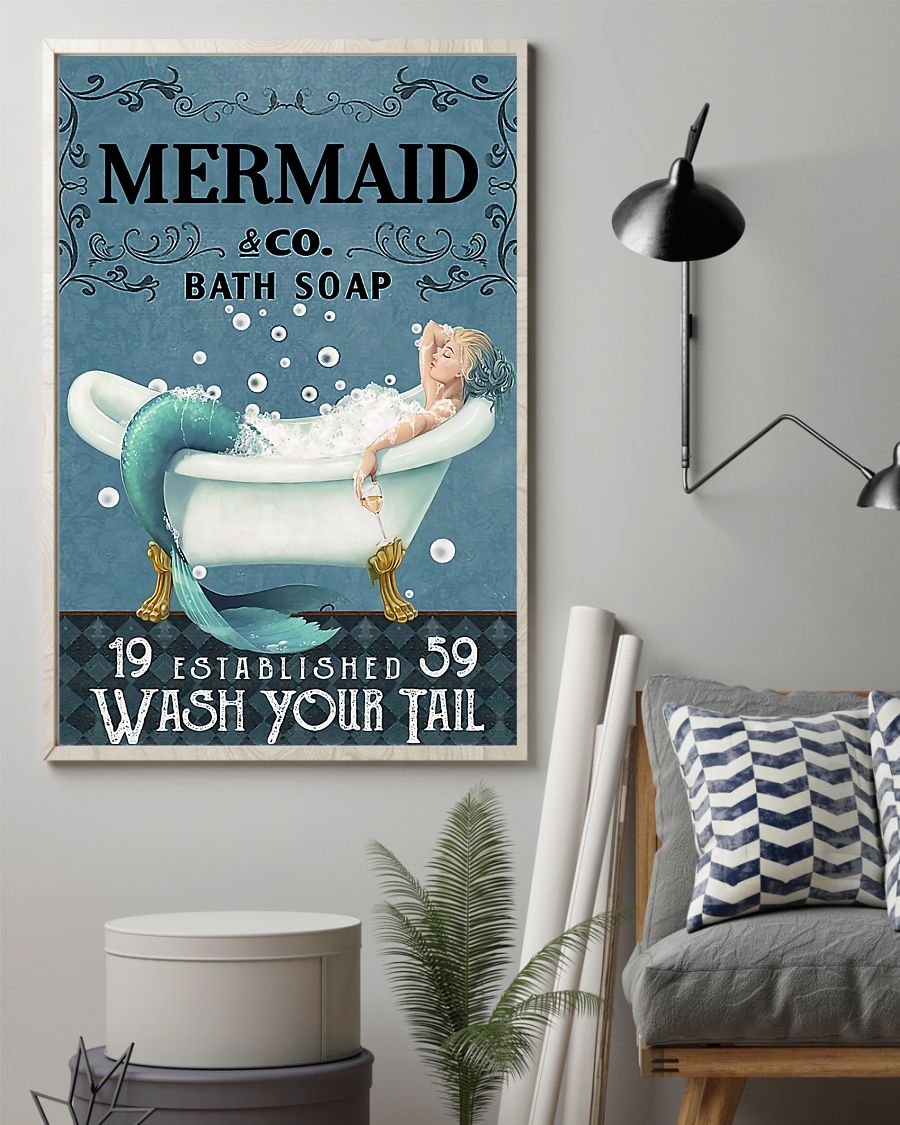 vintage mermaid company bath soap wash your tail poster 2