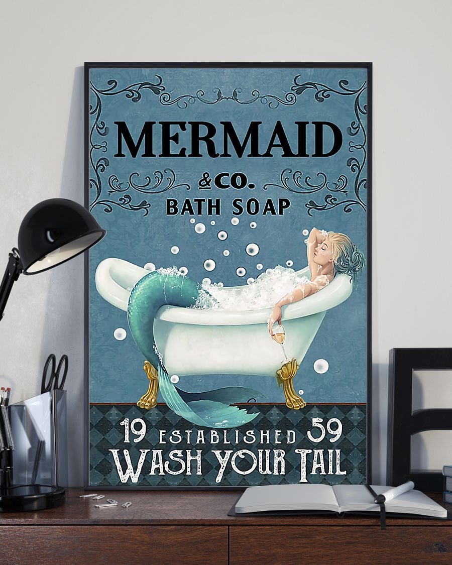 vintage mermaid company bath soap wash your tail poster 3