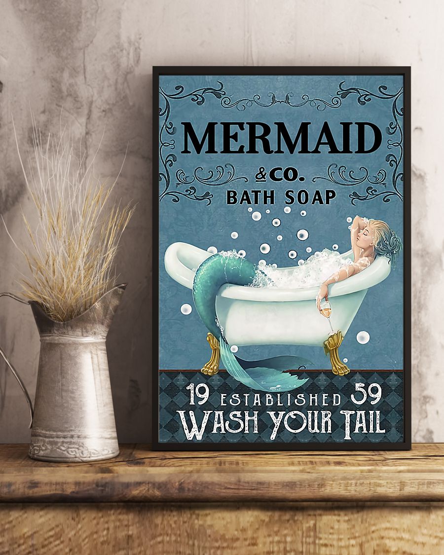 vintage mermaid company bath soap wash your tail poster 5