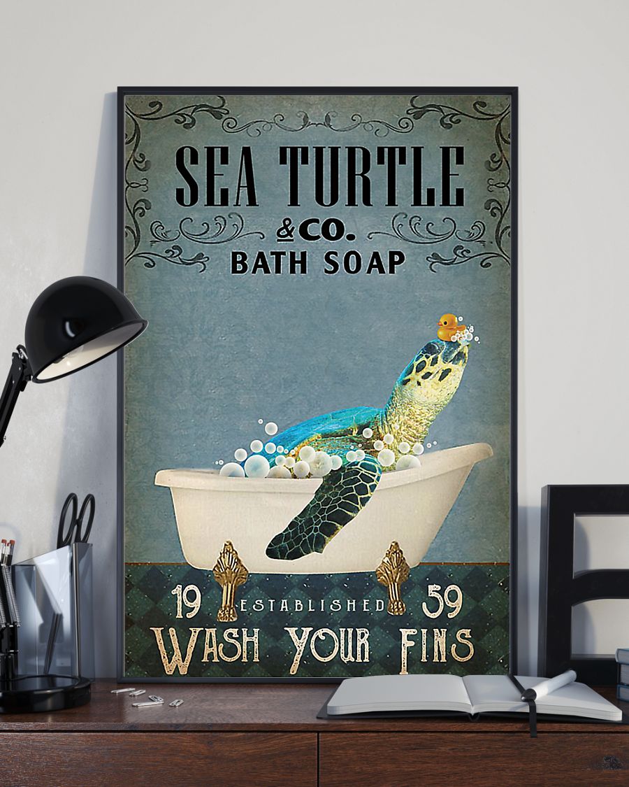 vintage sea turtle company bath soap wash your paws poster 3