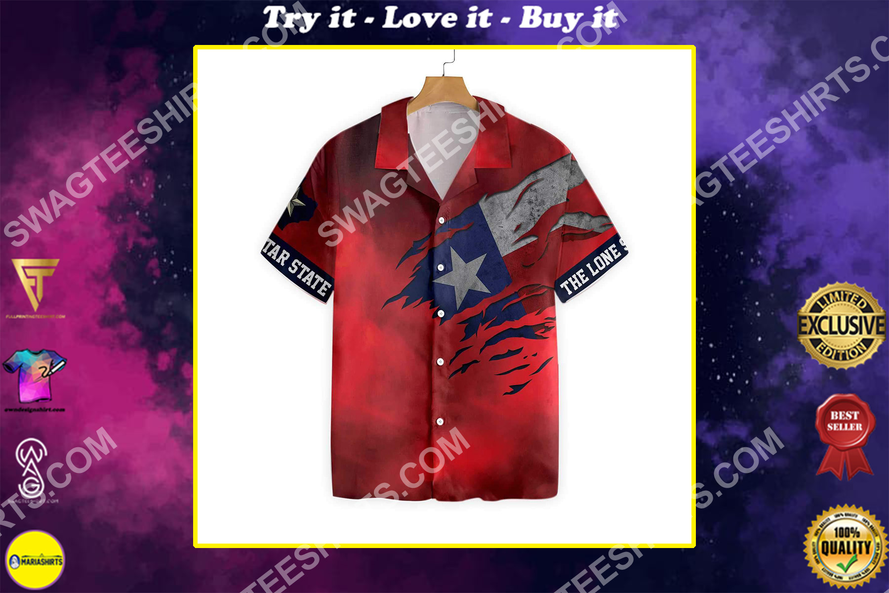 vintage texas the lone star state all over printed hawaiian shirt