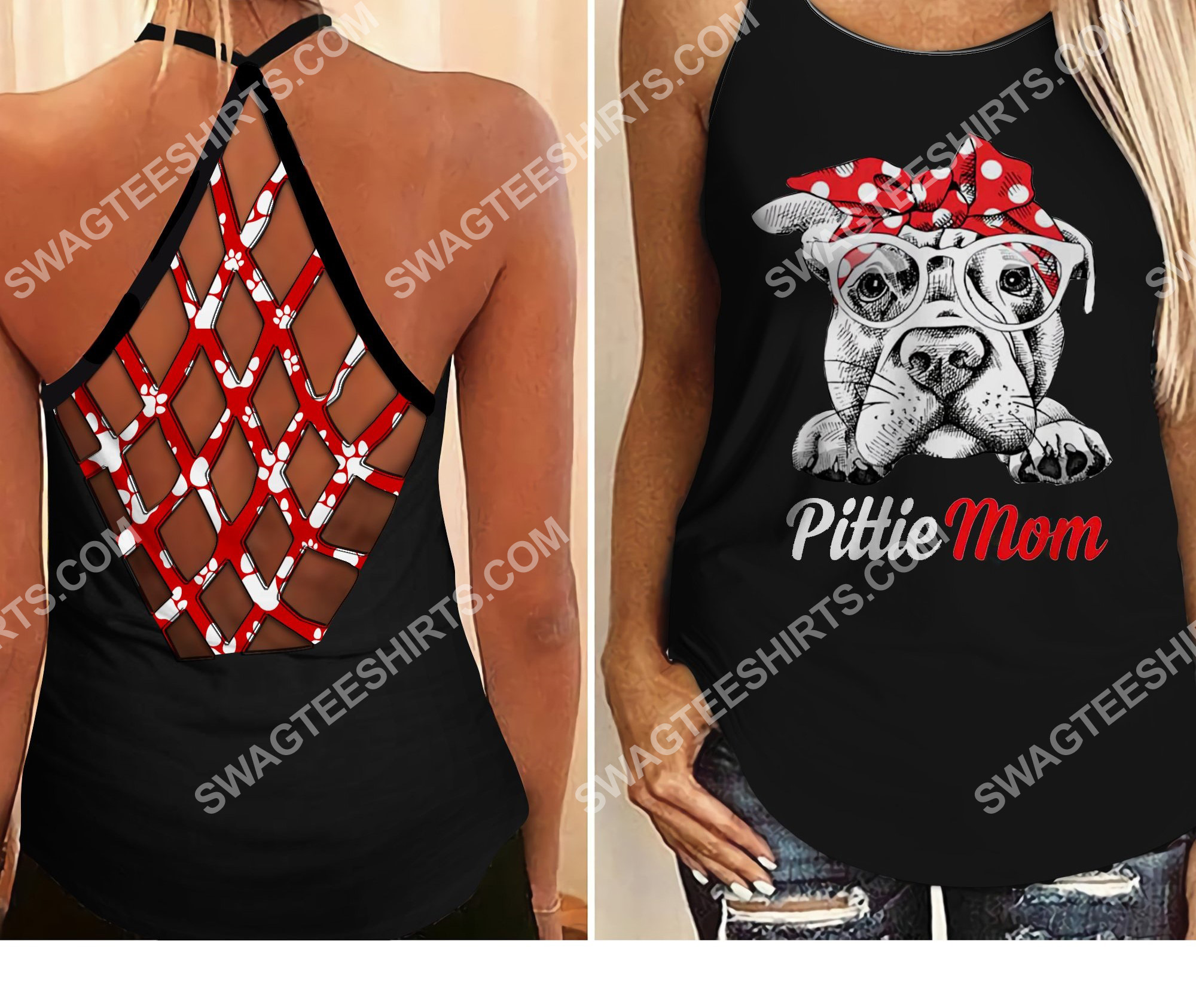 dog lover pittie mom all over printed criss-cross tank top 2 - Copy