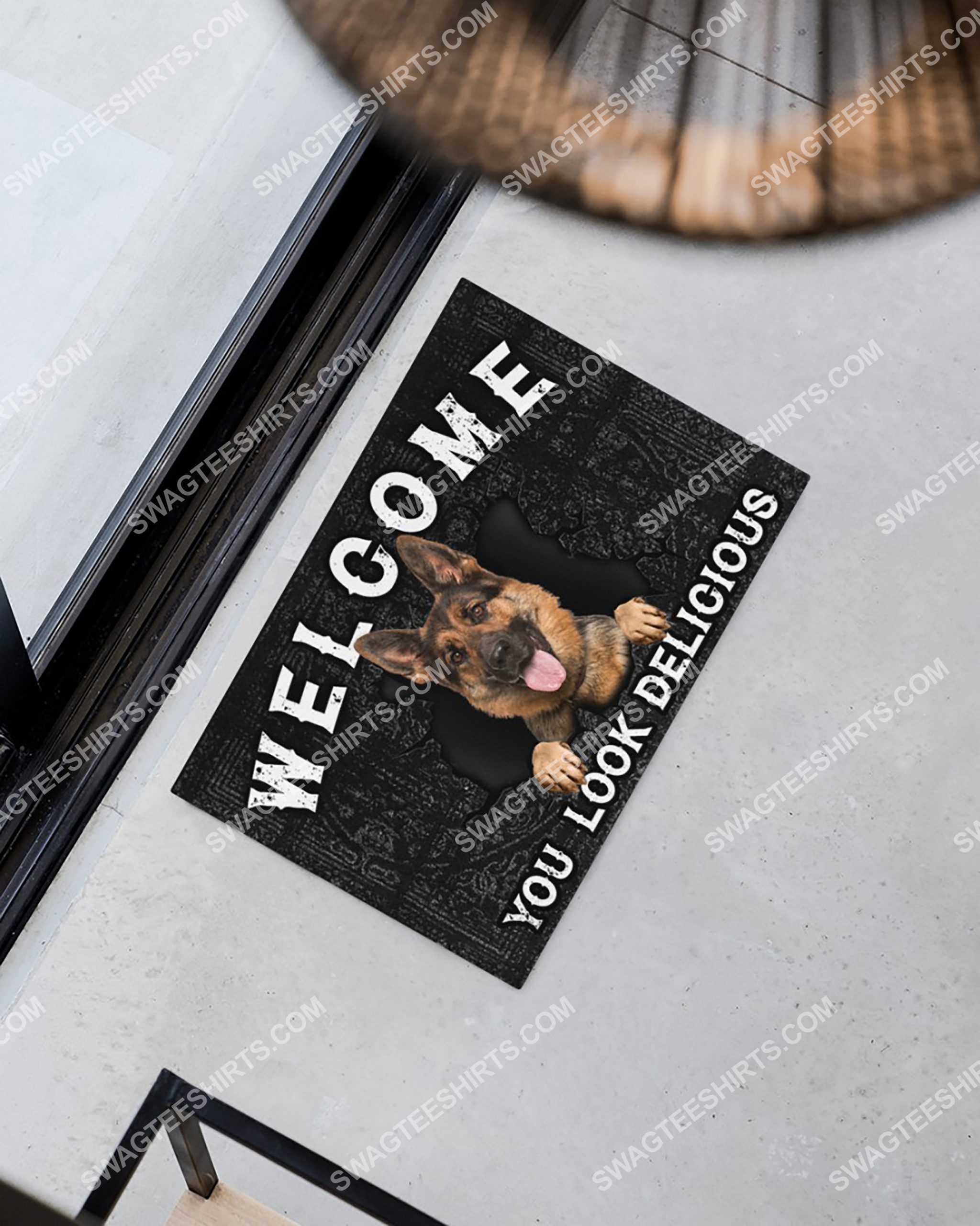 german shepherd welcome you look delicious doormat 4(1)