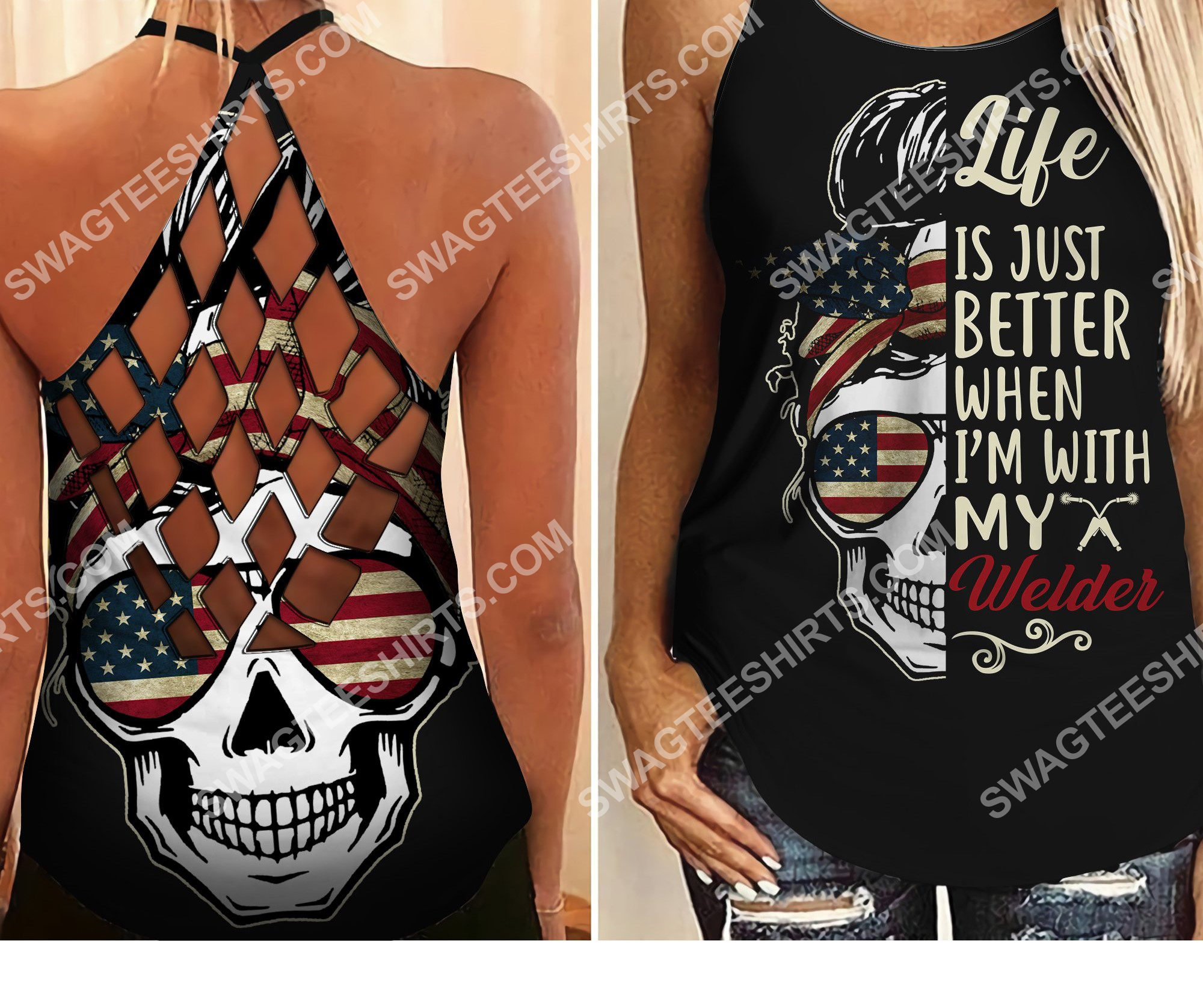 life is just better when i'm with my welder skull criss-cross tank top 2 - Copy